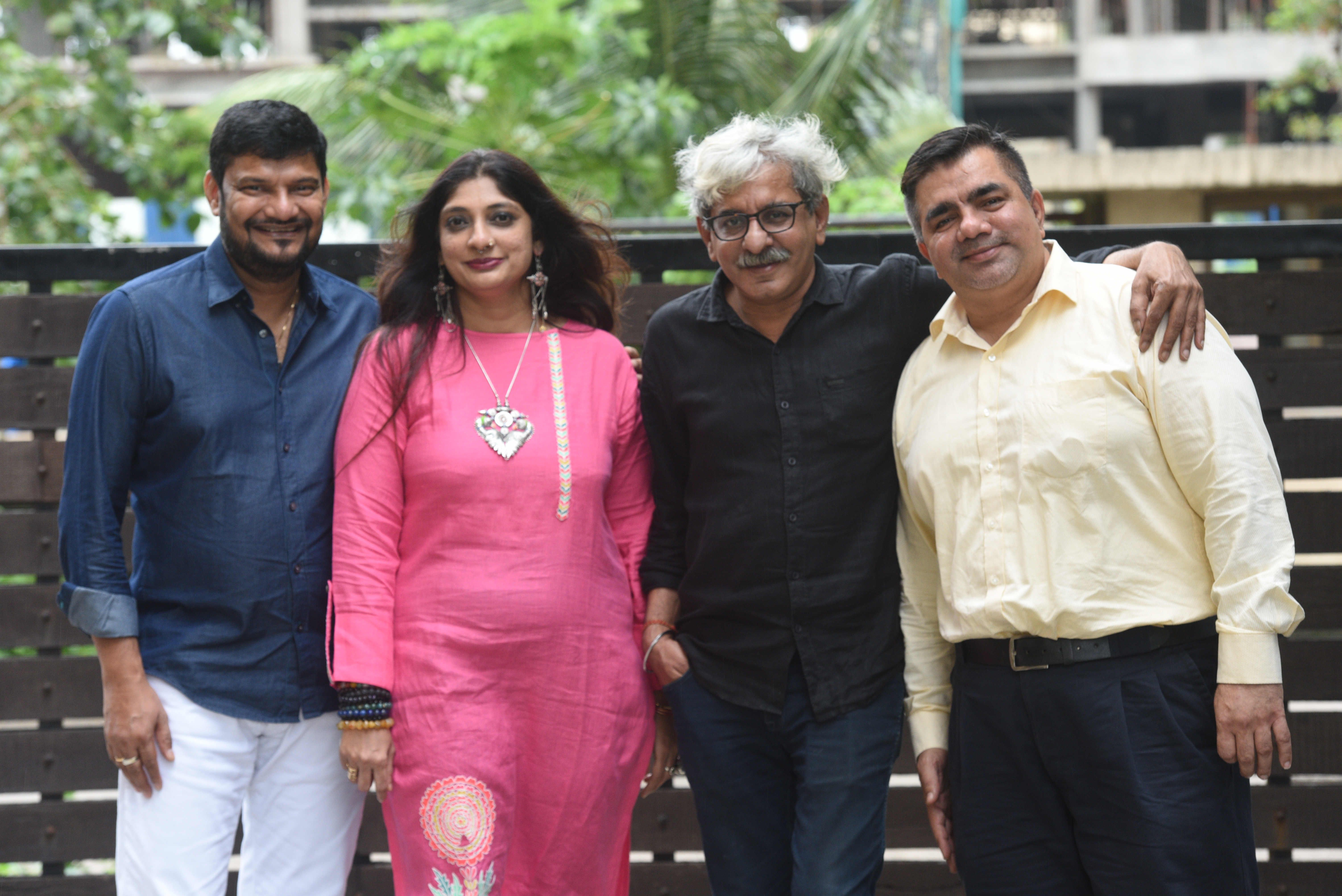 L-R Sanjay Routray of Matchbox Pictures with Jigna Vora, Sriram Raghavan and S Husssain Zaidi