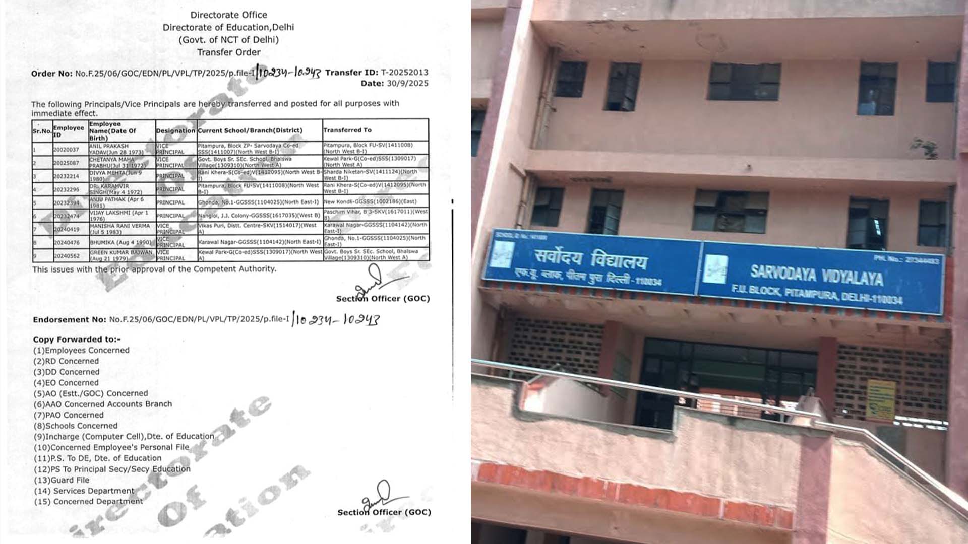 Transfer Order SV FU News Karamvir Singh